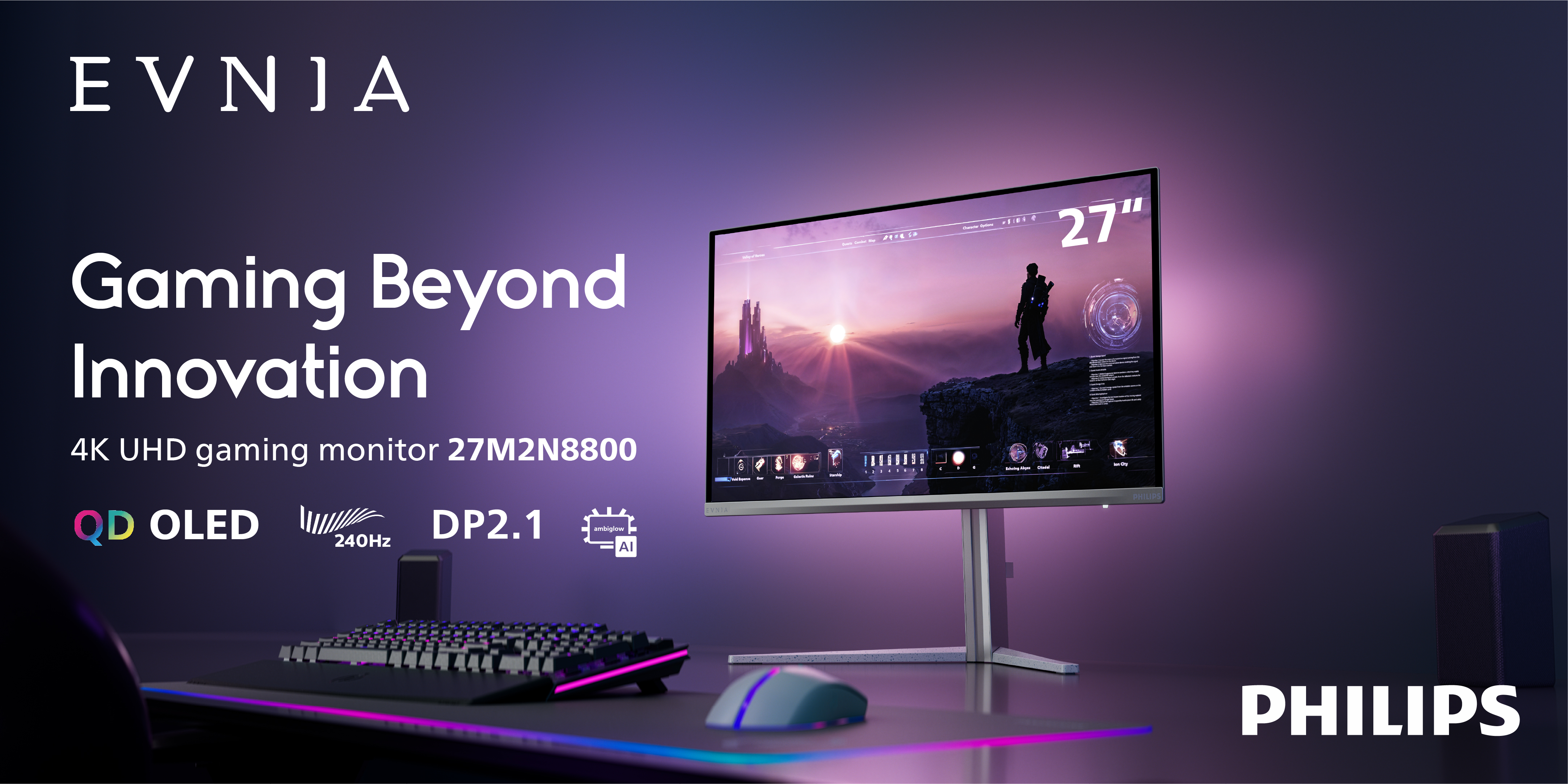 Philips Evnia launches the 4th Gen QD-OLED Gaming Monitor 27M2N8800