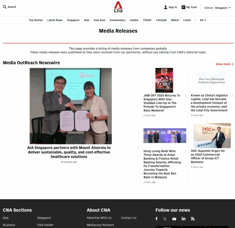CNA offers “paid media release” service in partnership with Media OutReach Newswire