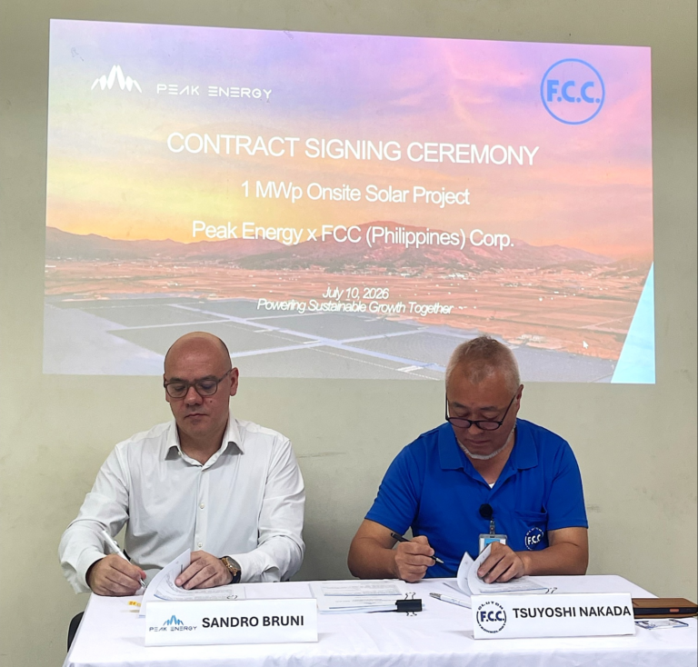 FCC Philippines, Subsidiary of Japan’s FCC CO., LTD.,  Global Leader in Motorcycle Clutch Systems, Signs 1,500 MWh Long-Term Solar Agreement with Peak Energy