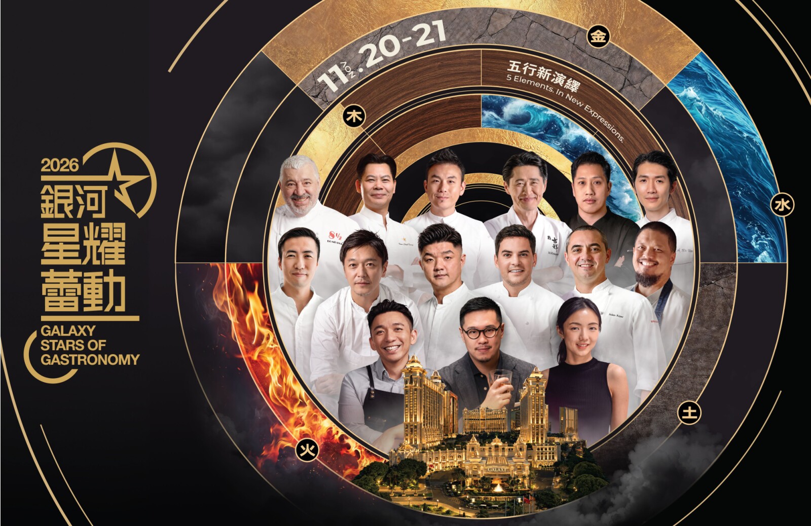 Galaxy Stars of Gastronomy 2026, the next chapter of Macau's and Galaxy Macau's immersive elite dining festival, will be held from 20 to 21 November for three consecutive sessions, celebrating the best in culinary artistry presented by a constellation of award-winning Michelin-starred chefs and mixologists.
