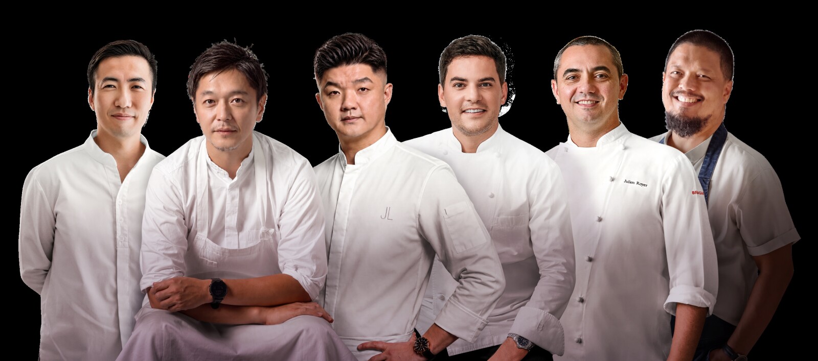 Asia's most sought-after Michelin-starred chefs united at Galaxy Stars of Gastronomy 2026 include (from left): *Chef Eom Taejin *Chef Hiroyasu Kawate *Chef Jimmy Lim *Chef Vianney Massot *Chef Julien Royer *Chef Darren Teoh