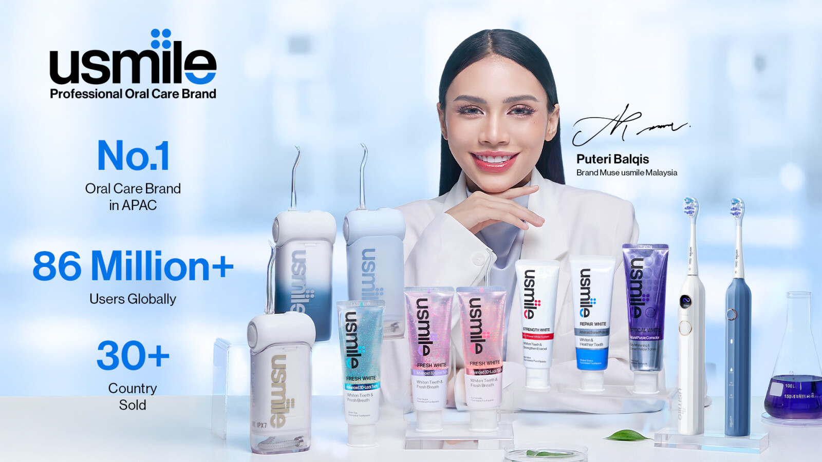 usmile Brand Muse Puteri Balqis Showcases the Brand's Latest Oral Care Range, Now Available in Malaysia